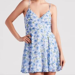 Windsor Garden Strolls Floral Tie-Back Skater Dress Large